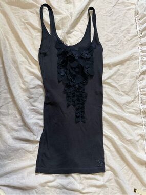 Abercrombie & Fitch Black Floral Appliqué Ribbed Tank